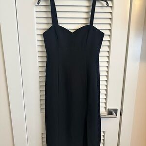 French Connection Black Strapless Dress with Lace Detail